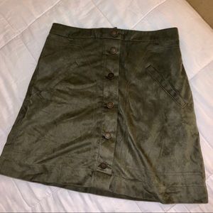Green suede mini skirt